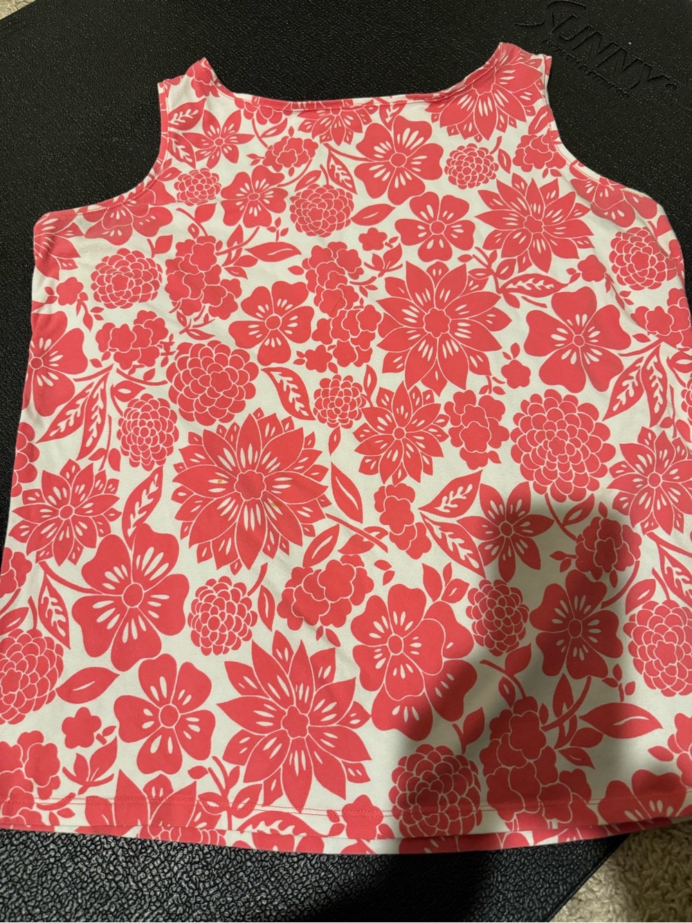 Talbots Women’s 1x bateau neckline Sleeveless Floral Tank Top - Pink